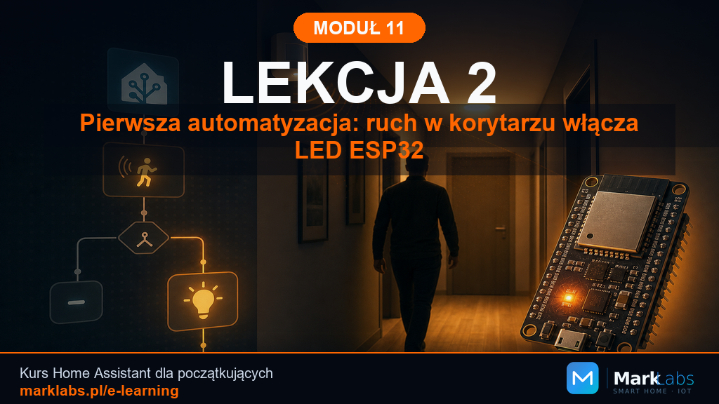 Pierwsza automatyzacja: ruch w korytarzu włącza LED ESP32
