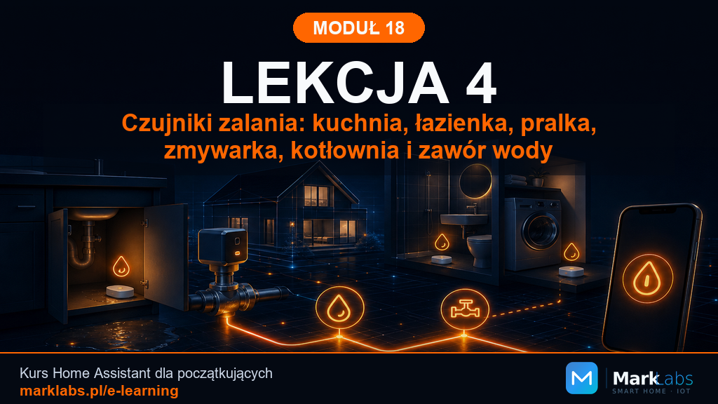 Czujniki zalania: kuchnia, łazienka, pralka, zmywarka, kotłownia i zawór wody