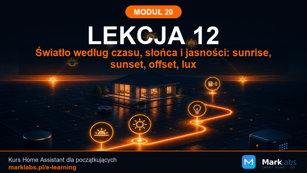 Światło według czasu, słońca i jasności: sunrise, sunset, offset, lux