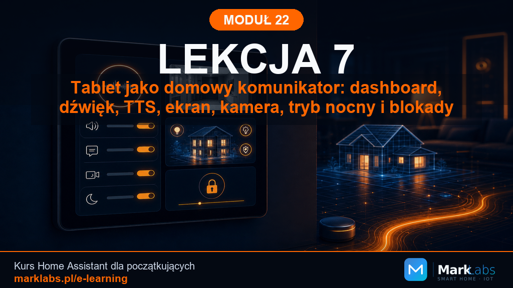 Tablet jako domowy komunikator: dashboard, dźwięk, TTS, ekran, kamera, tryb nocny i blokady