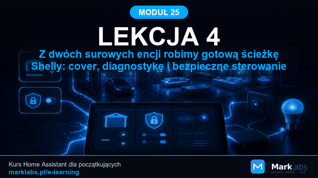 Z dwóch surowych encji robimy gotową ścieżkę Shelly: cover, diagnostykę i bezpieczne sterowanie