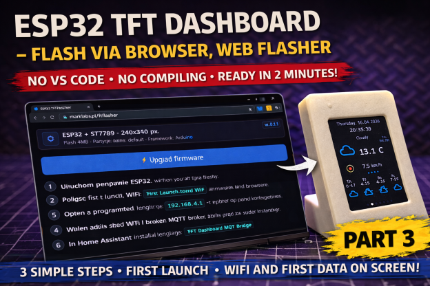 ESP32 TFT Dashboard for Home Assistant — Flash From Browser, No VS Code Needed