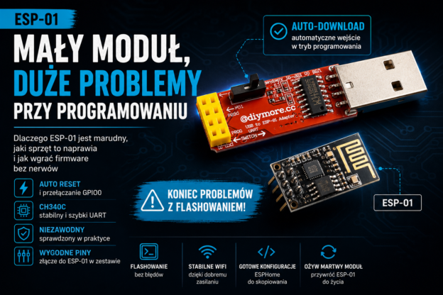 ESP-01 nie łączy się? Winny jest programator, moduły, YAML