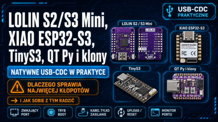ESP32-S2 i S3: przegląd płytek z natywnym USB i ich problemy