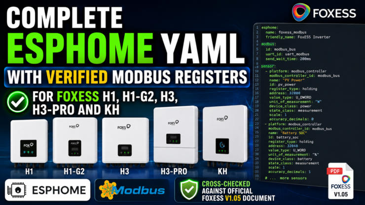 FoxESS ESPHome Modbus — Direct Register Reading for H1, H3, KH