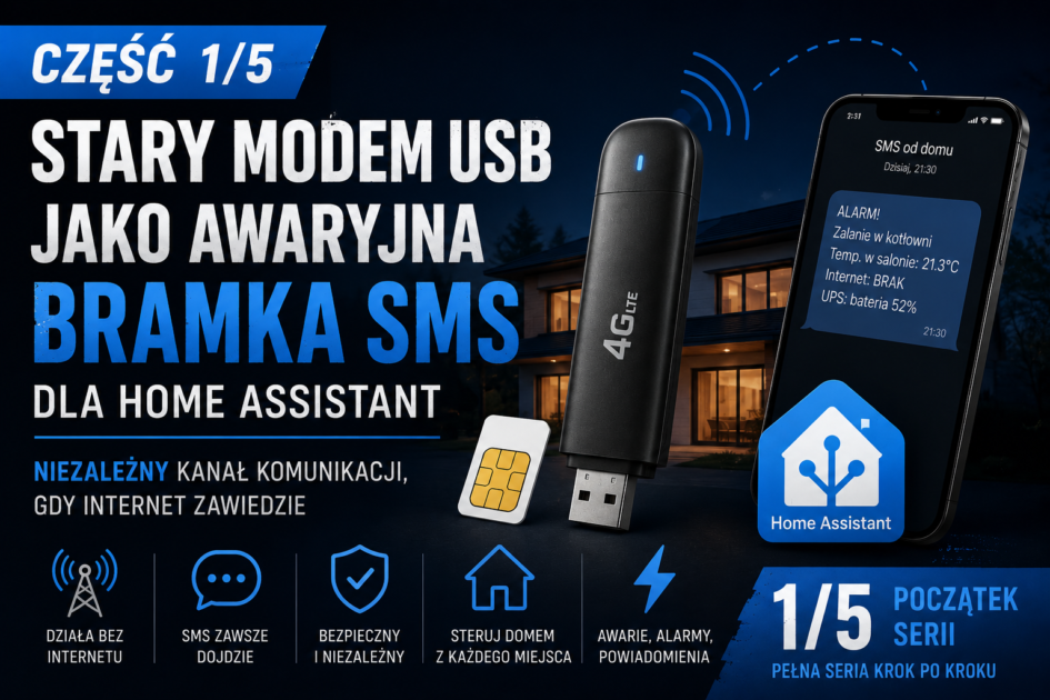 Stary modem GSM USB jako awaryjna bramka SMS w Home Assistant
