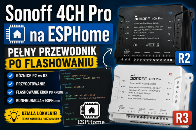 Sonoff 4CH Pro na ESPHome-pełny przewodnik po flashowaniu (R2 i R3)