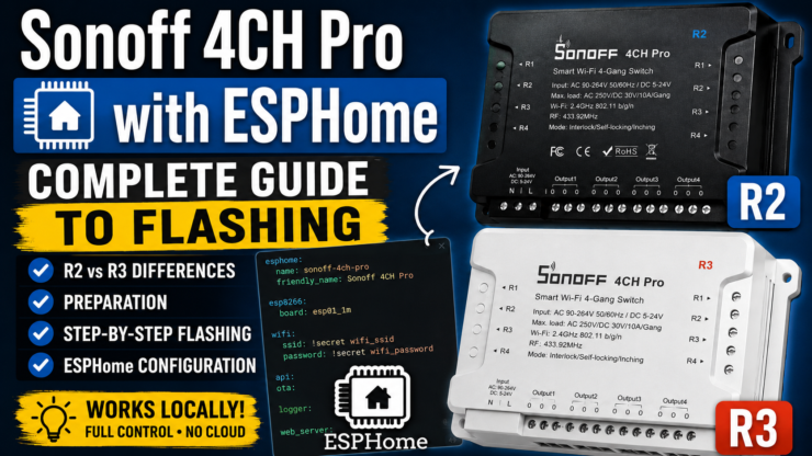 Sonoff 4CH Pro on ESPHome — Complete Flashing Guide (R2 & R3)