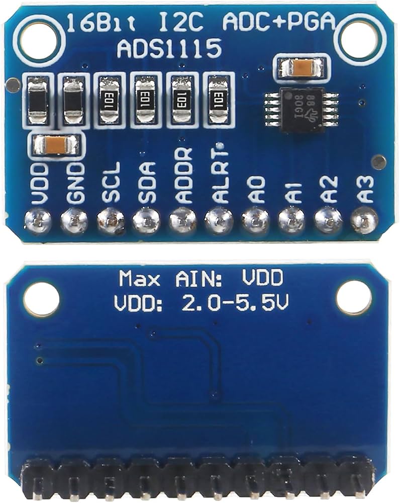 ADS1115 16-bit I2C analogue-to-digital converter used with ESP32